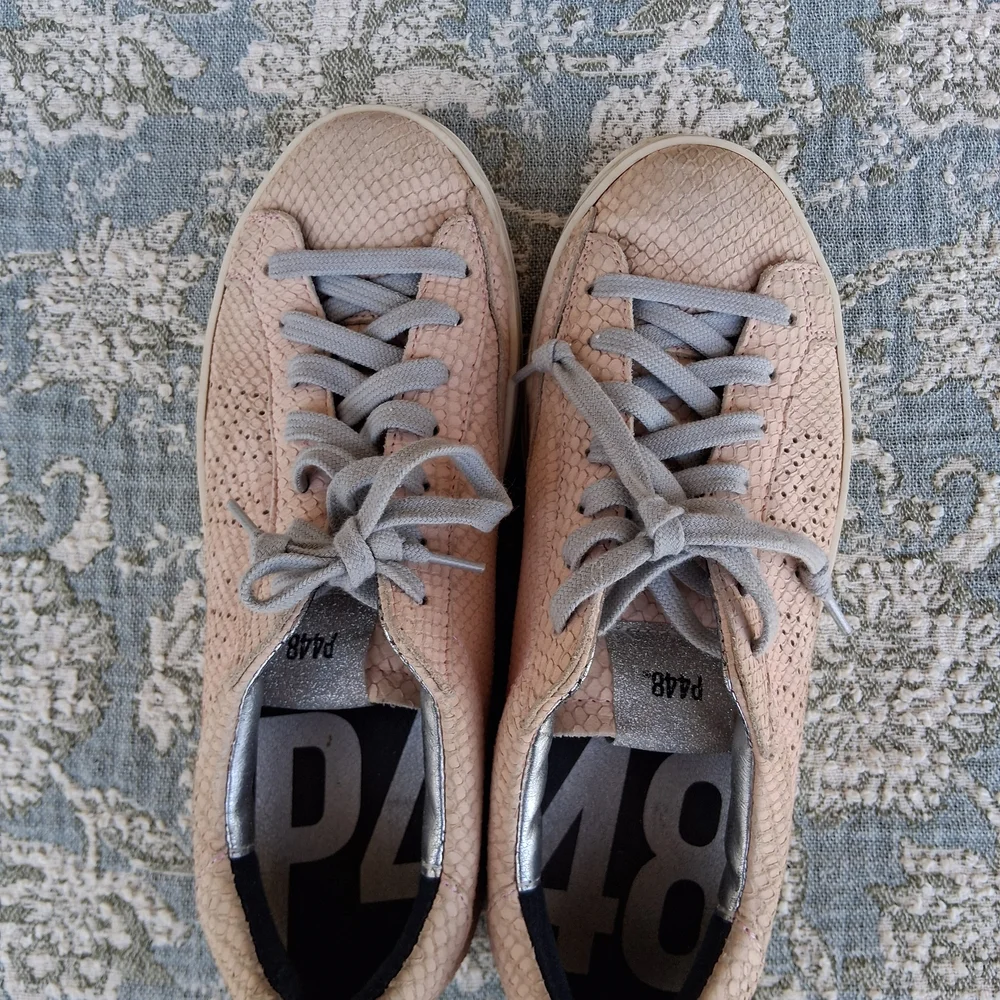 🪱 P448 John Prince Pink Python Snake Print Low Top Sneakers Sz.38/7.5 - Picture 8 of 16